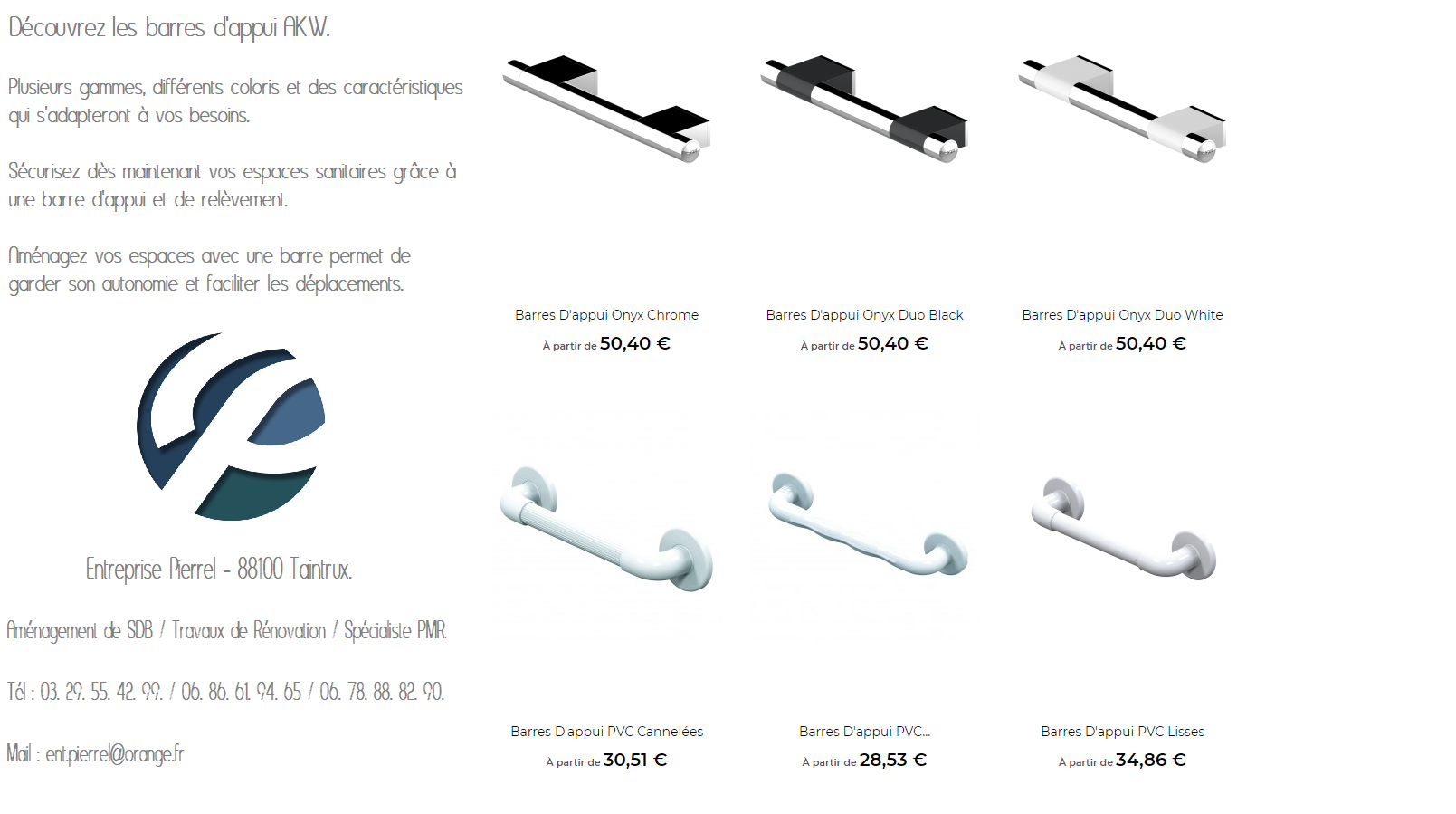 Barres d'appui - Entreprise Pierrel - 88100 Taintrux. Tel 03.29.55.42.99. 