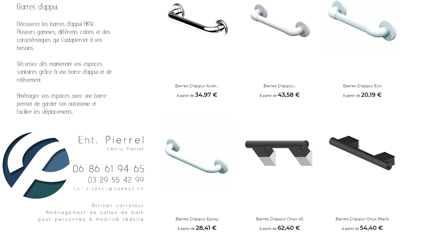 Barres d'appui - Entreprise Pierrel - 88100 Taintrux. Tel 03.29.55.42.99.