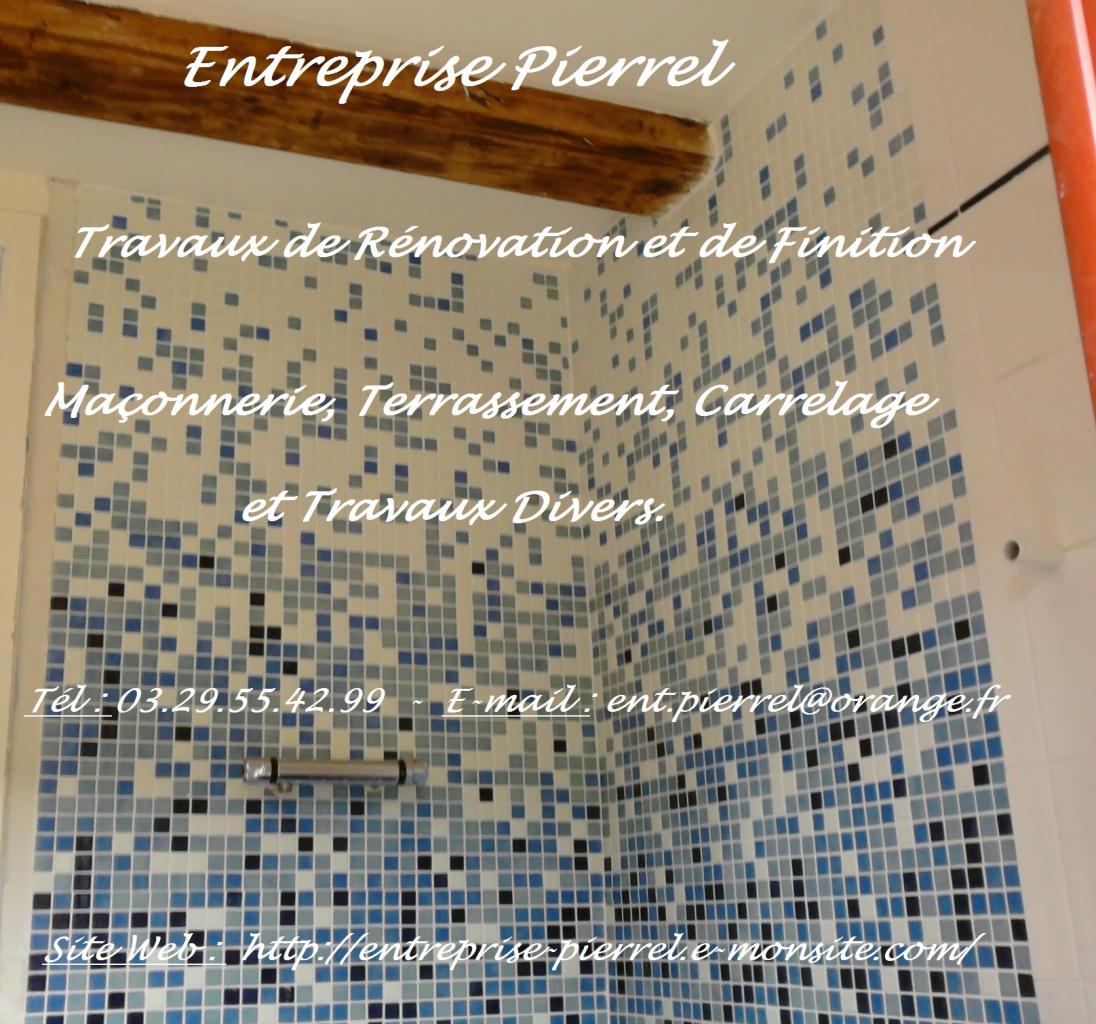 Mosaique sur douche - Entreprise Pierrel - 88100 Taintrux. Tél 03.29.55.42.99.