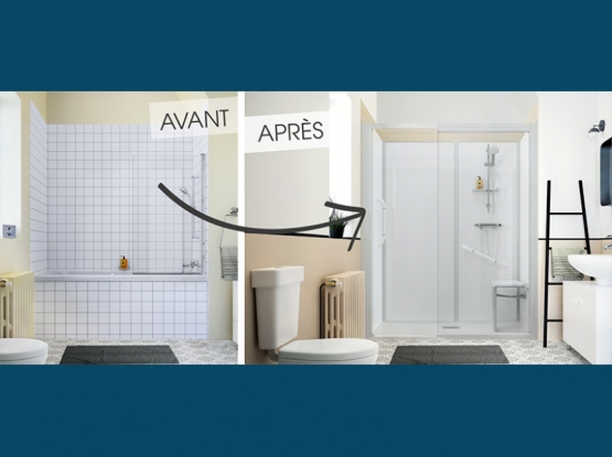 Cabine de douche adaptée pour les personnes à mobilités réduite & Séniors.