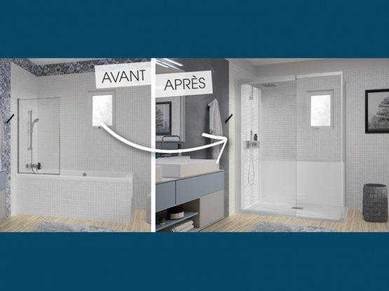Cabine de douche adaptée pour les personnes à mobilités réduite & Séniors.