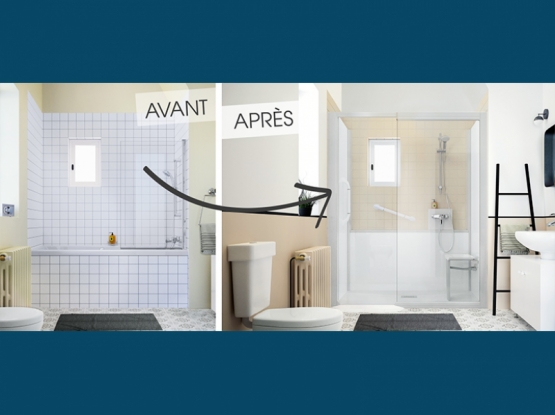 Cabine de douche adaptée pour les personnes à mobilités réduite & Séniors.