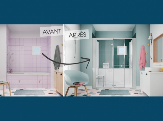 Cabine de douche adaptée pour les personnes à mobilités réduite & Séniors.